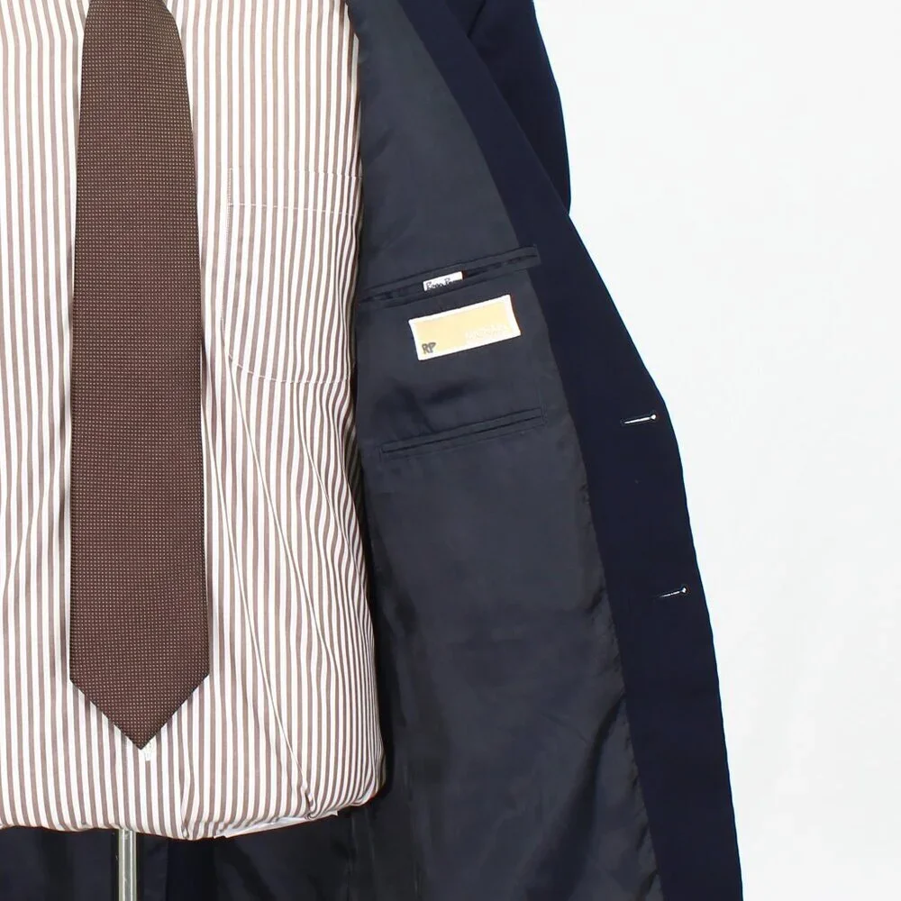 Michael Kors 42R Navy Solid 2-Button Sport Coat Blazer Jacket W035